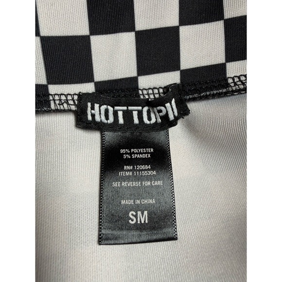 HOT TOPIC Wms S BLACK/WHITE CHECKERED SLIP ON MINI SKIRT STRETCHY Pockets Punk - Picture 7 of 7